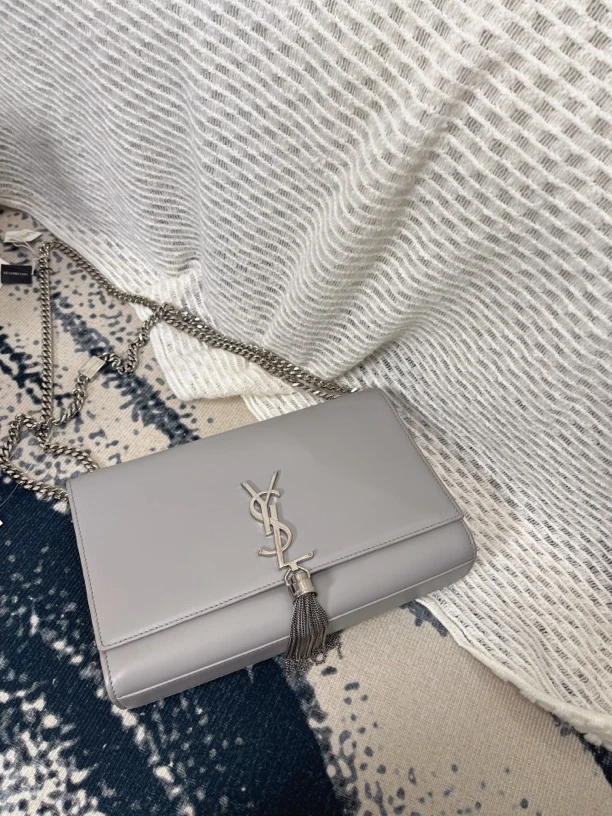 99新 YSL/圣罗兰 99新Ysl灰银流苏kate48712