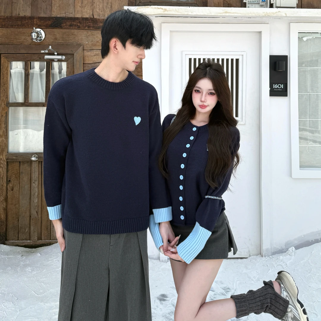 情侣装秋冬2025新款ins超火毛衣男女韩版宽松法式针织衫外套潮牌