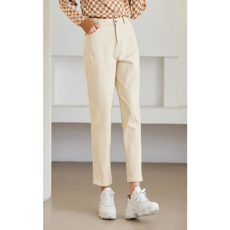 Gowani乔万尼商场同款牛仔裤奶油白减龄百搭休闲裤ET4F811003