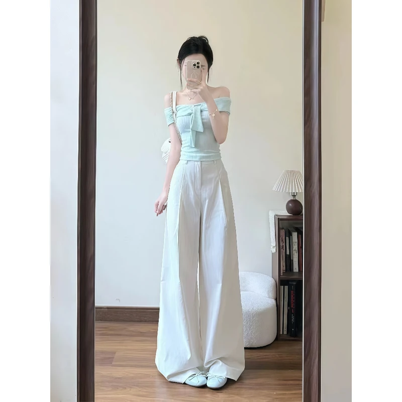 夏装搭配一整套夏季慵懒风御姐高级感炸街一字肩上衣牛仔裤两件套