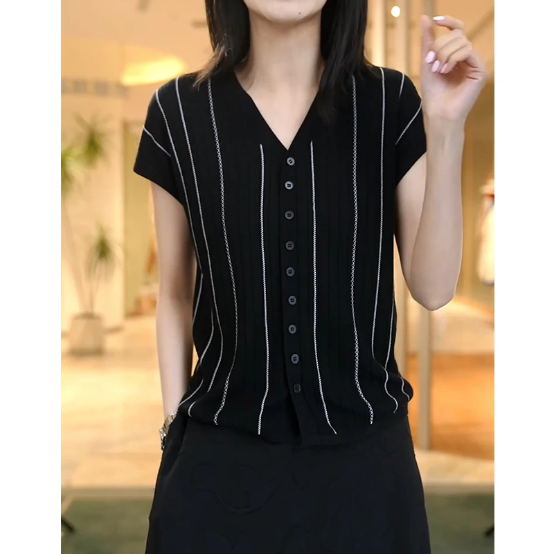 卡雁直播间同款【万卷风华】2025夏季新款套头短袖气质上衣女MYJ-25