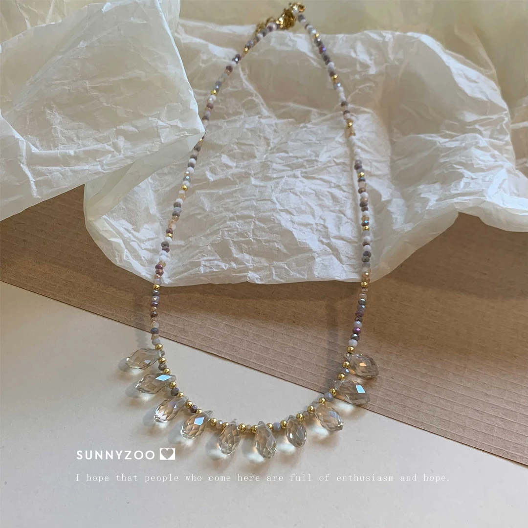 铜合金仿珍珠项链 超飒精致串珠水滴项链波西米亚风个性锁骨链