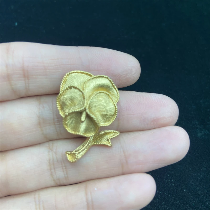 合金胸针 trifari皇冠mini金色三色堇胸针1-1【2061227-005】