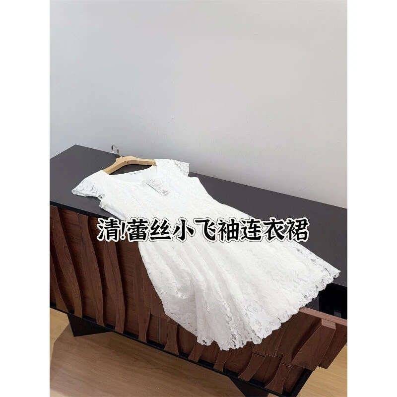 清仓 只有小号！白色蕾丝短袖连衣裙
