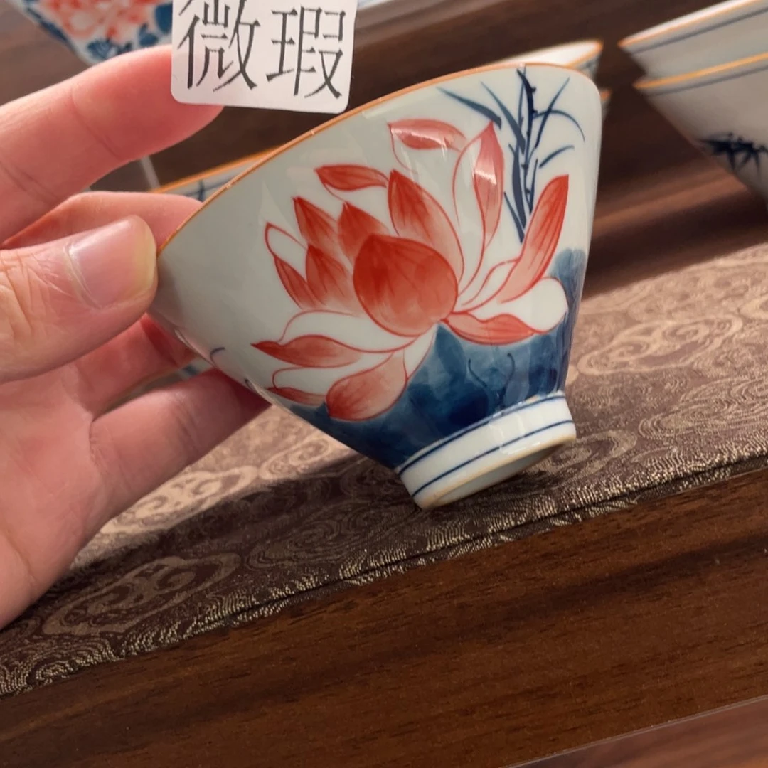 釉下手绘茶具微瑕