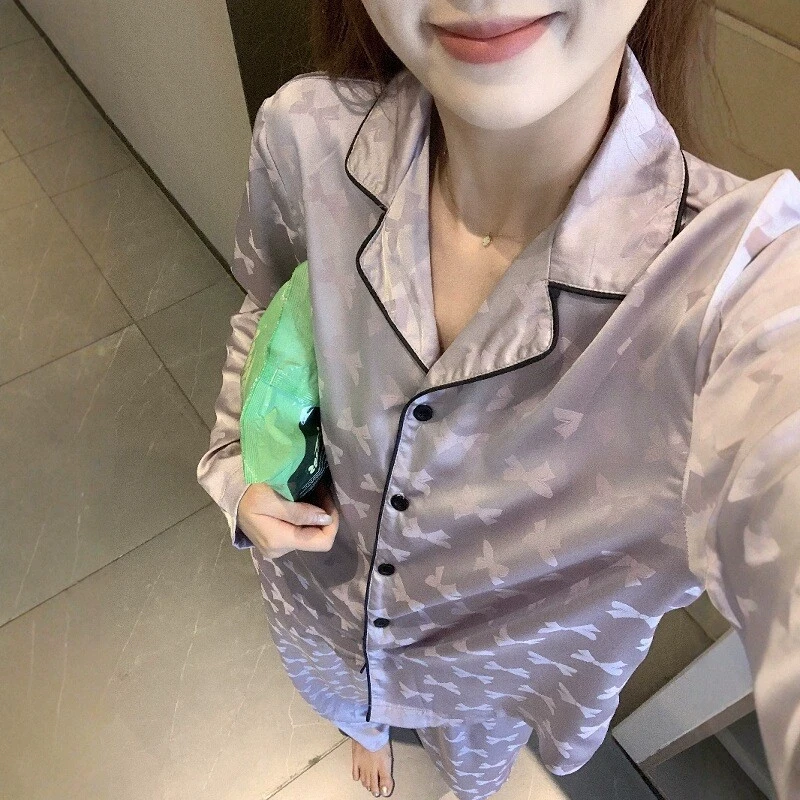 冰丝睡衣女款春秋长袖爆款2025新款宿舍女士大学生夏季家居服套装