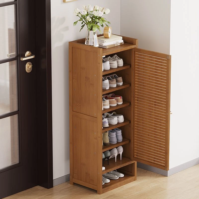 鞋柜家用门口入户储物柜一体靠墙大容量透气楠竹鞋架小户型客厅