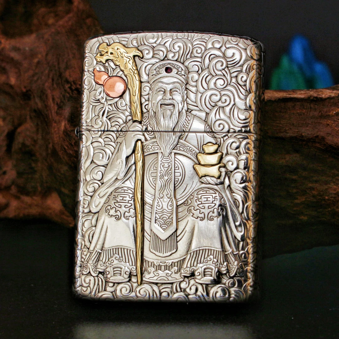 【特价捡漏】佐罗煤油防风打火机土地白铜浮雕镶嵌二代深雕砂轮五面