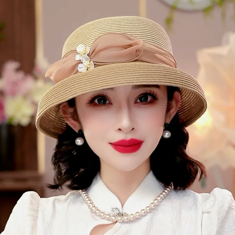 布塔赫本风遮阳帽女夏季防晒草帽防紫外线帽海边太阳帽百搭PT1272