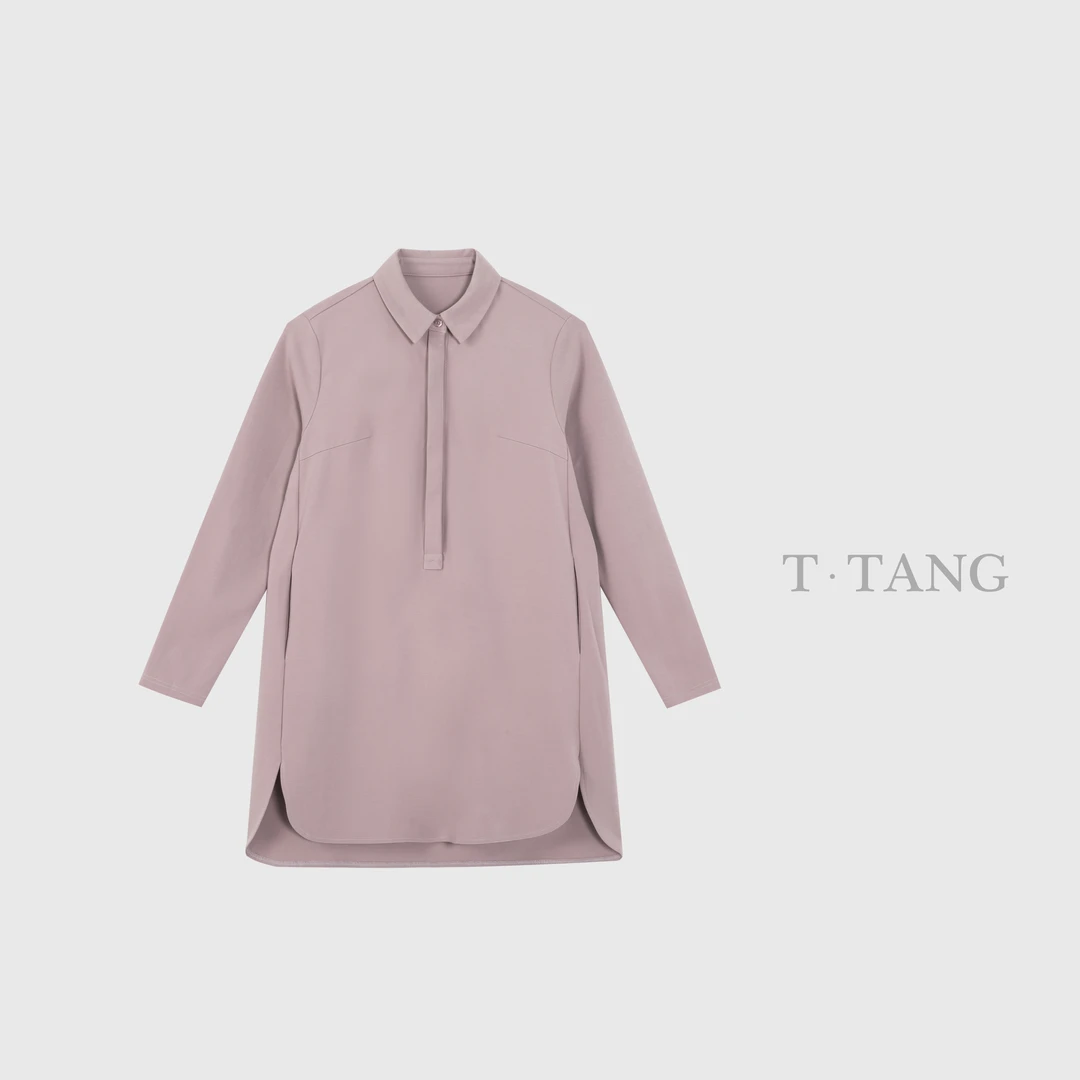 早秋300g丝光棉时尚百搭简约休闲中长款衬衫连衣裙【6122】FF