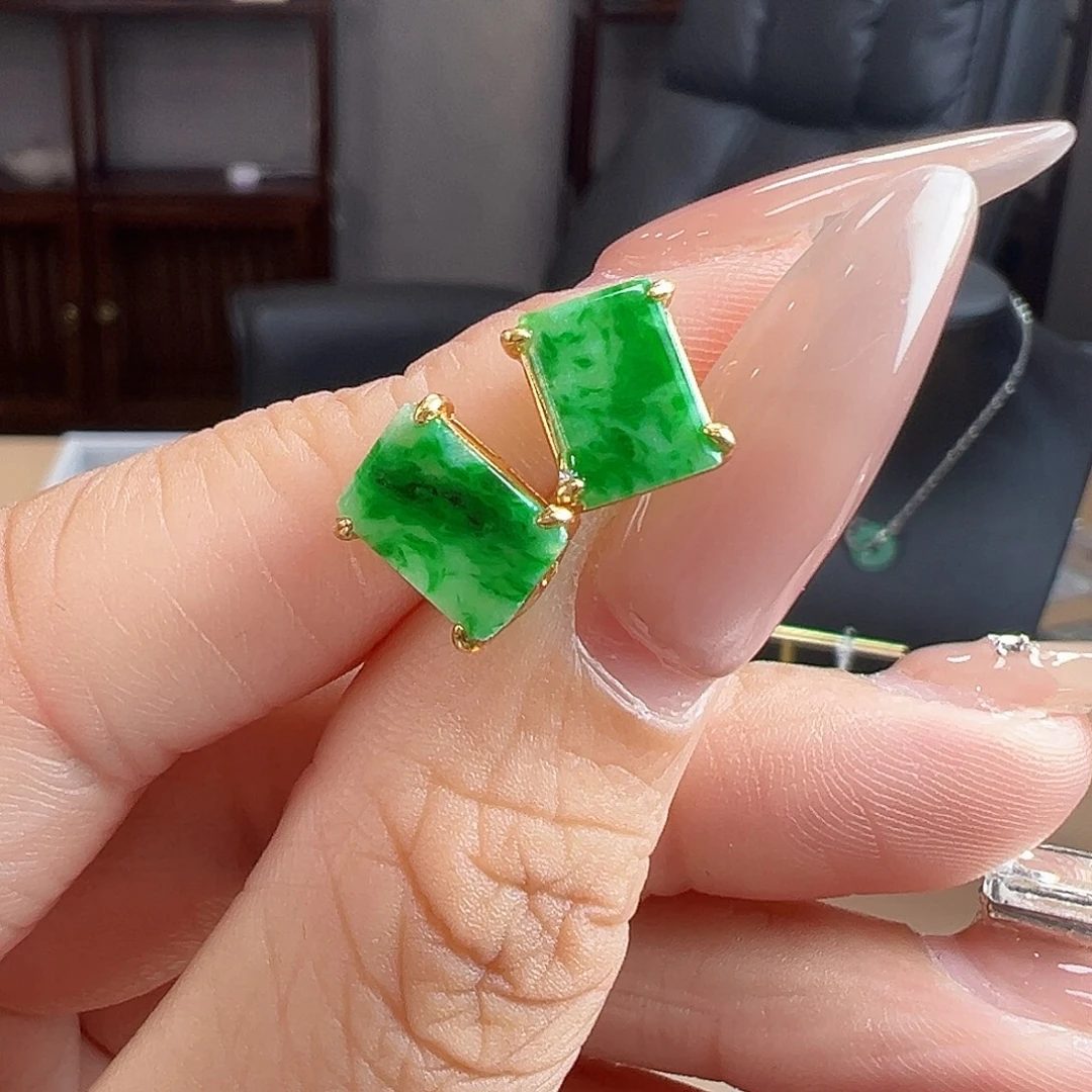 银S925镶嵌翡翠耳饰耳饰60