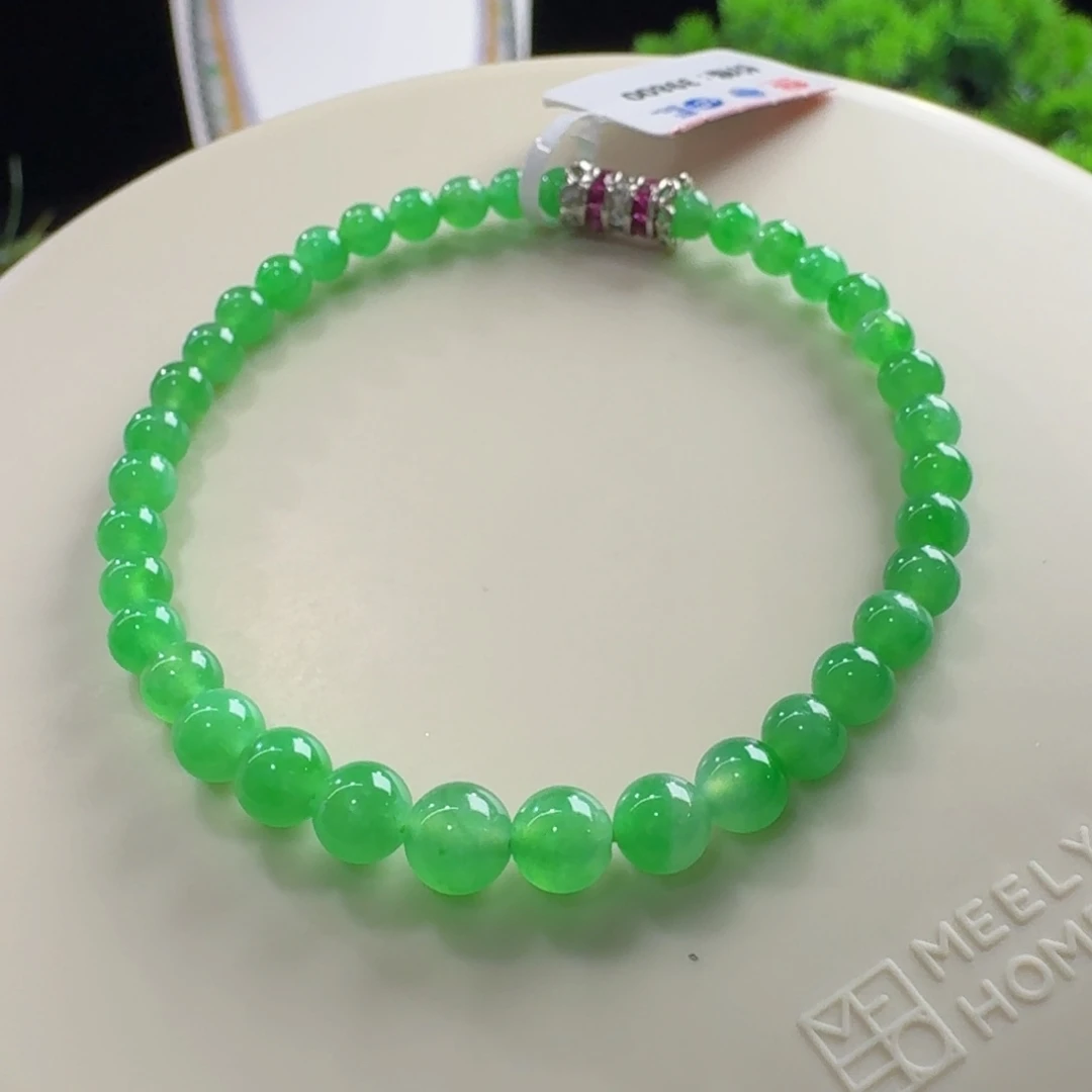 未镶嵌手链翡翠冰阳绿单圈卡4.1-6mm