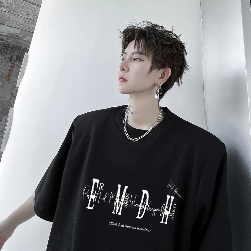 美式字母刺绣重磅T恤男潮流设计感短袖夏季运动休闲