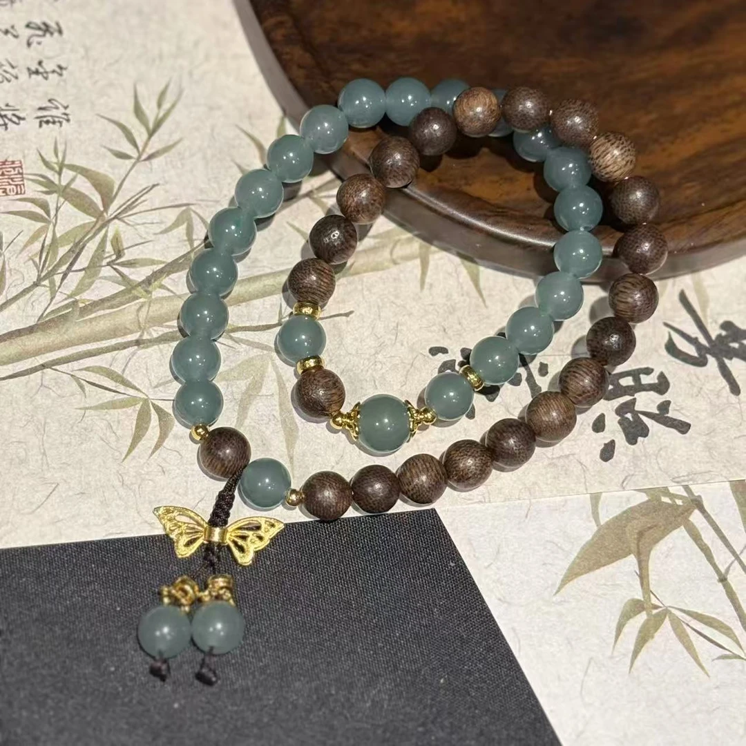 DA-1353-蓝水玉髓8mm+蝴蝶配饰