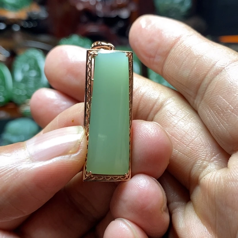 【闪购商品】和田玉（碧玉）挂件银S925镶嵌