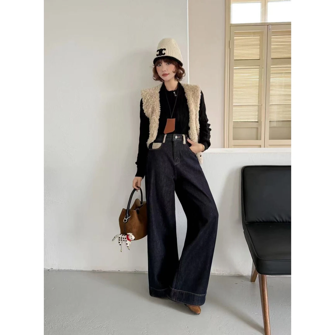 【西红氏联盟】2025冬季新款宽松小个子高腰显瘦阔腿裤女