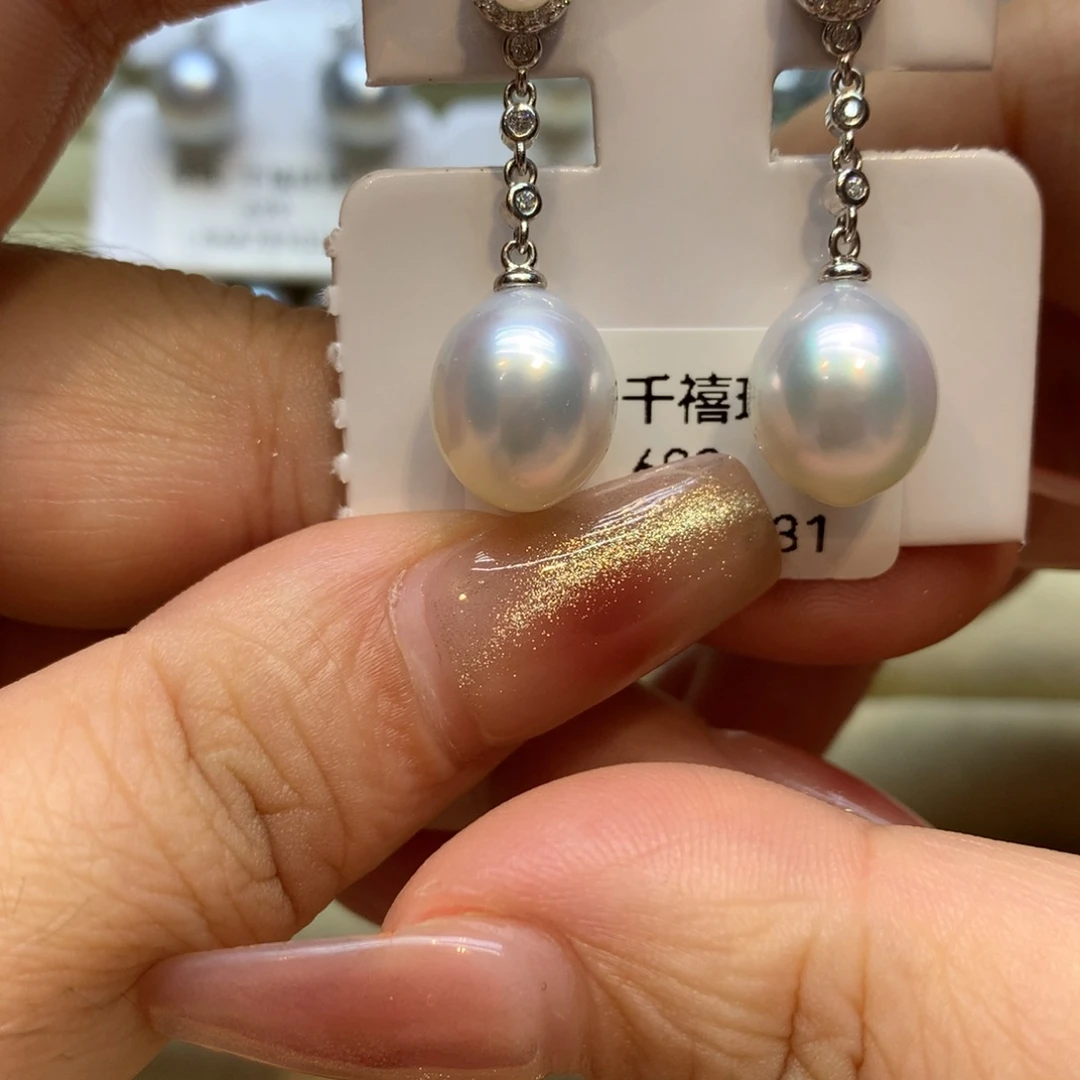 银S925镶嵌耳饰海水珍珠