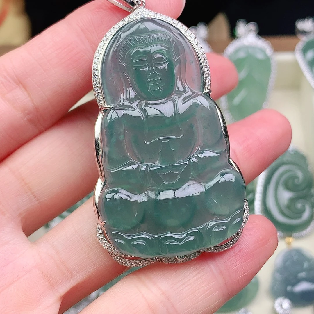 翡翠银S925镶嵌颈饰吊坠