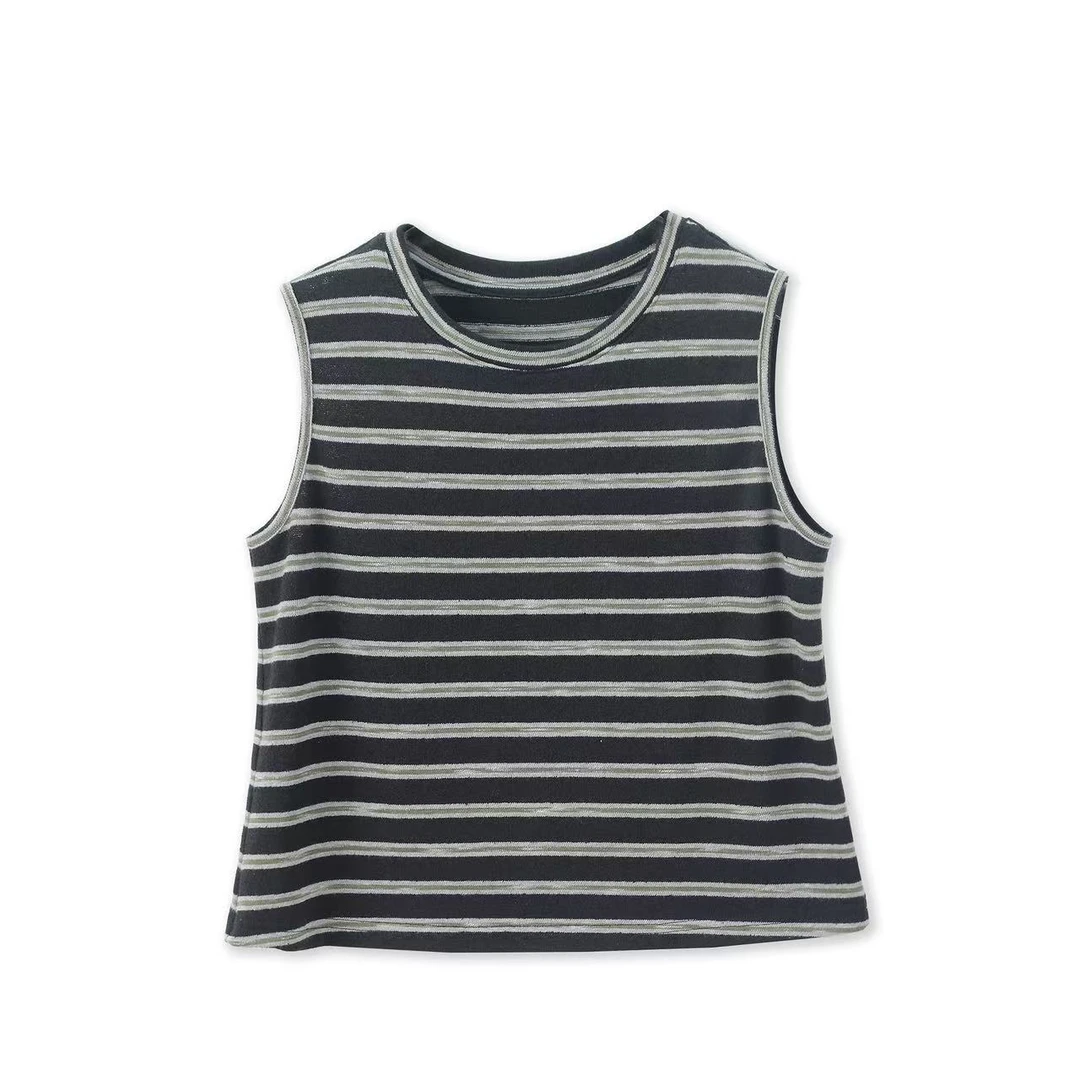 Ccocosean原创设计针织夏季打底舒适背心休闲圆领无袖条纹98001