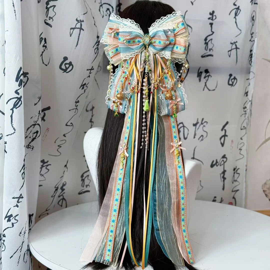 《端午》节日限定新国风古风搭配汉服洛丽塔长飘带蝴蝶结头饰发夹
