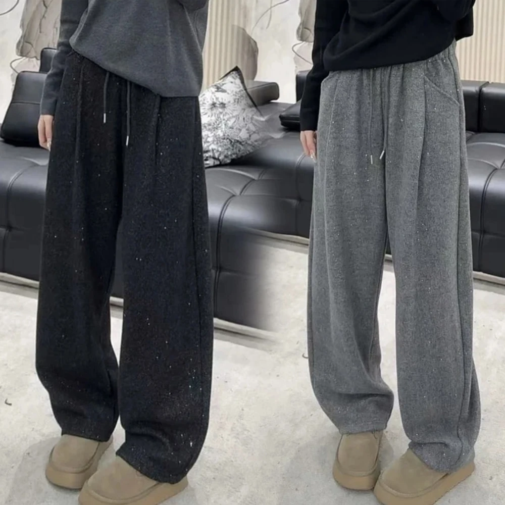 孕妇裤子秋冬季外穿加绒高腰宽松撒银弯刀运动裤休闲百搭直筒卫裤