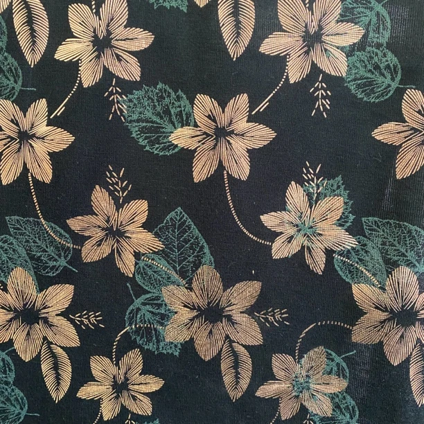 星星花黑底烫金印花罗纹条垂顺高端爆款旗袍连衣裙布料