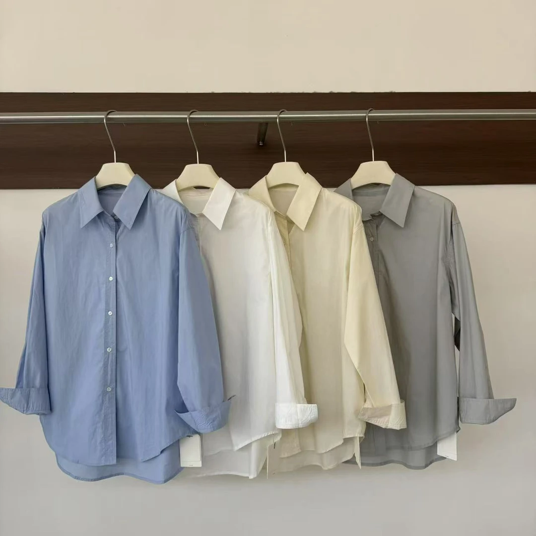 瓦尔登湖蓝衬衫女时尚洋气小衫春秋夏新款上衣宽松长袖