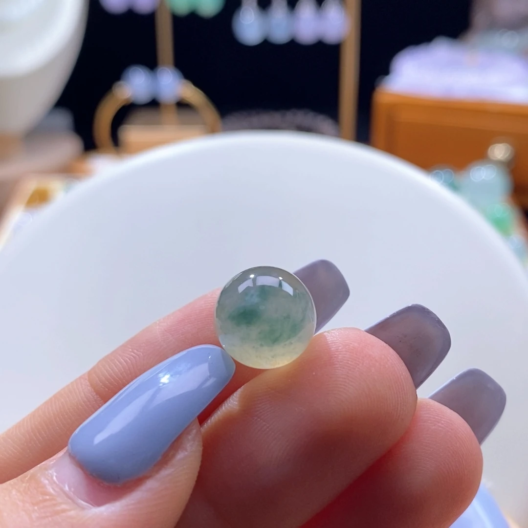 翡翠未镶嵌吊坠(不含链)翡翠冰黄飘花圆珠