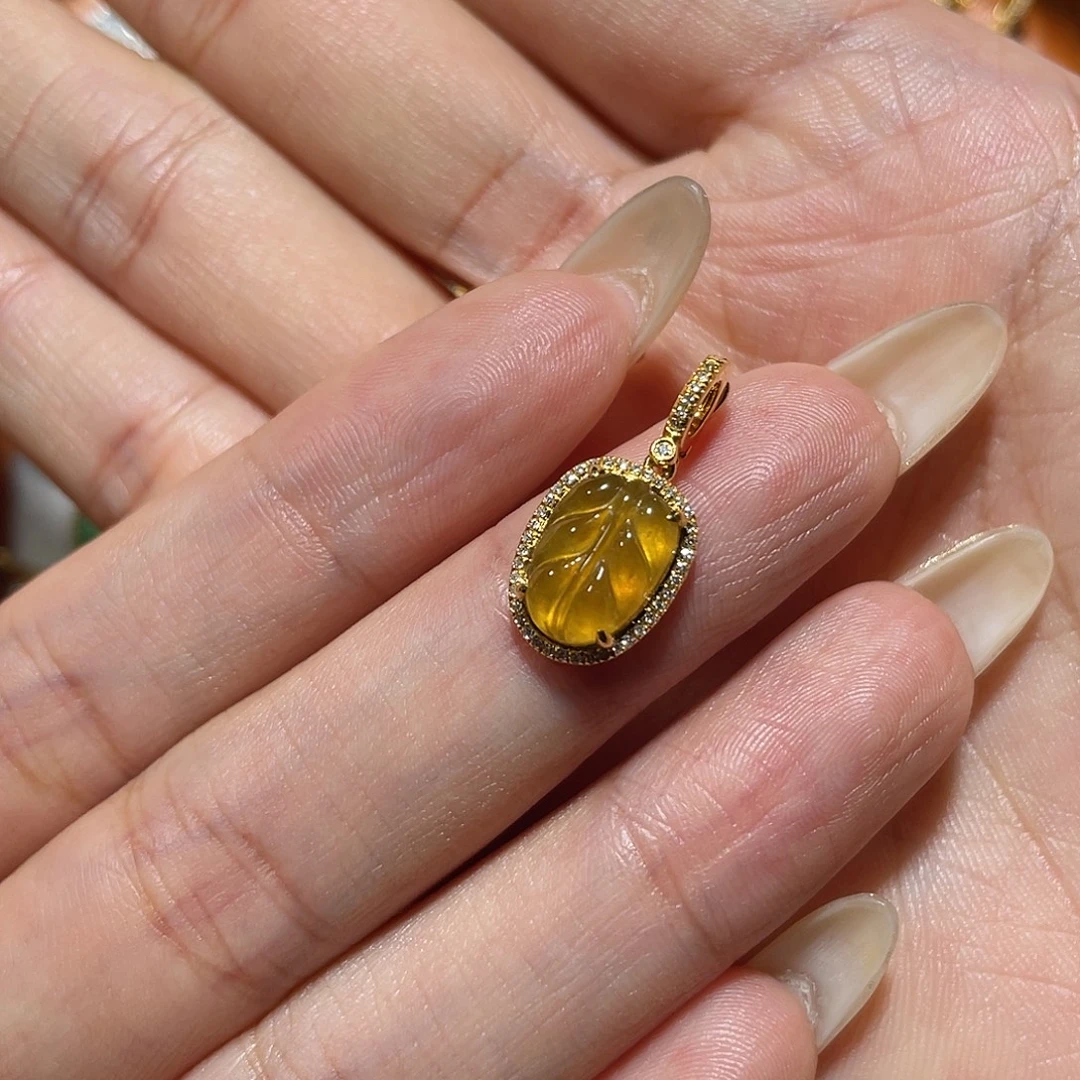 翡翠18K金镶嵌吊坠(不含链)