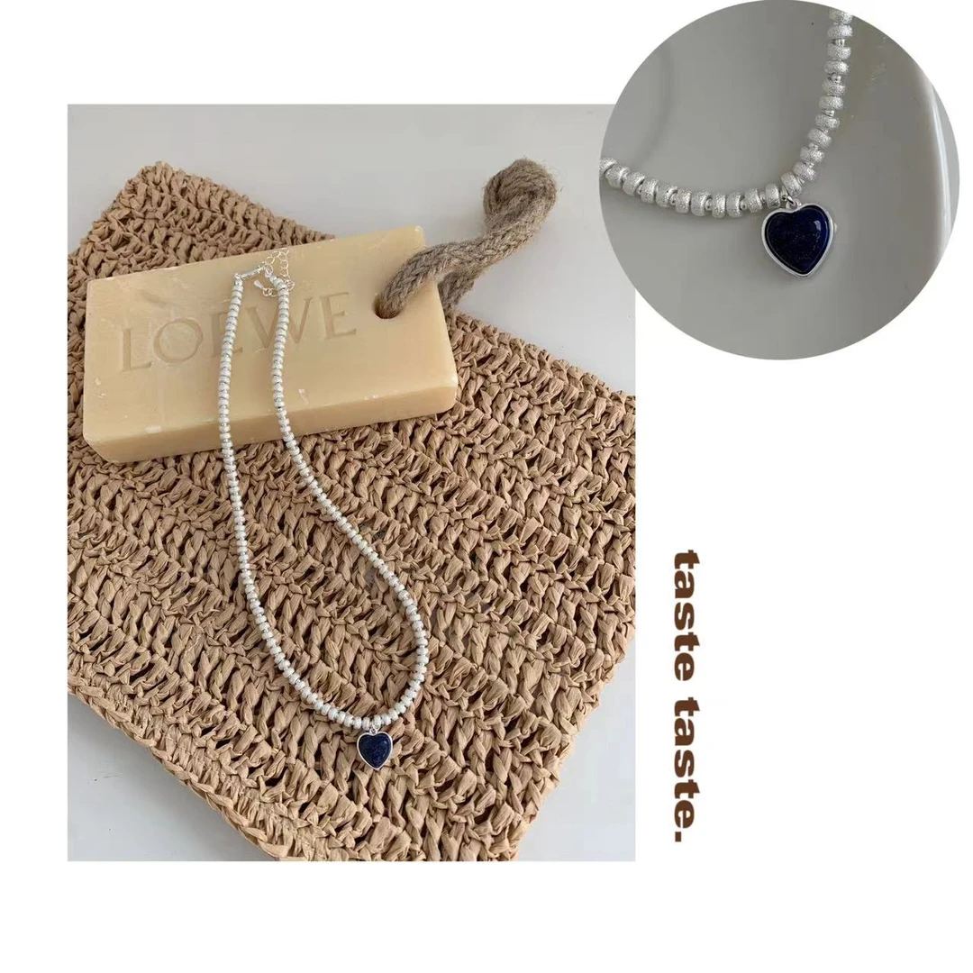 合金项链 taste taste. 蓝眼泪-  英国小众新品蓝色爱心珠珠项链