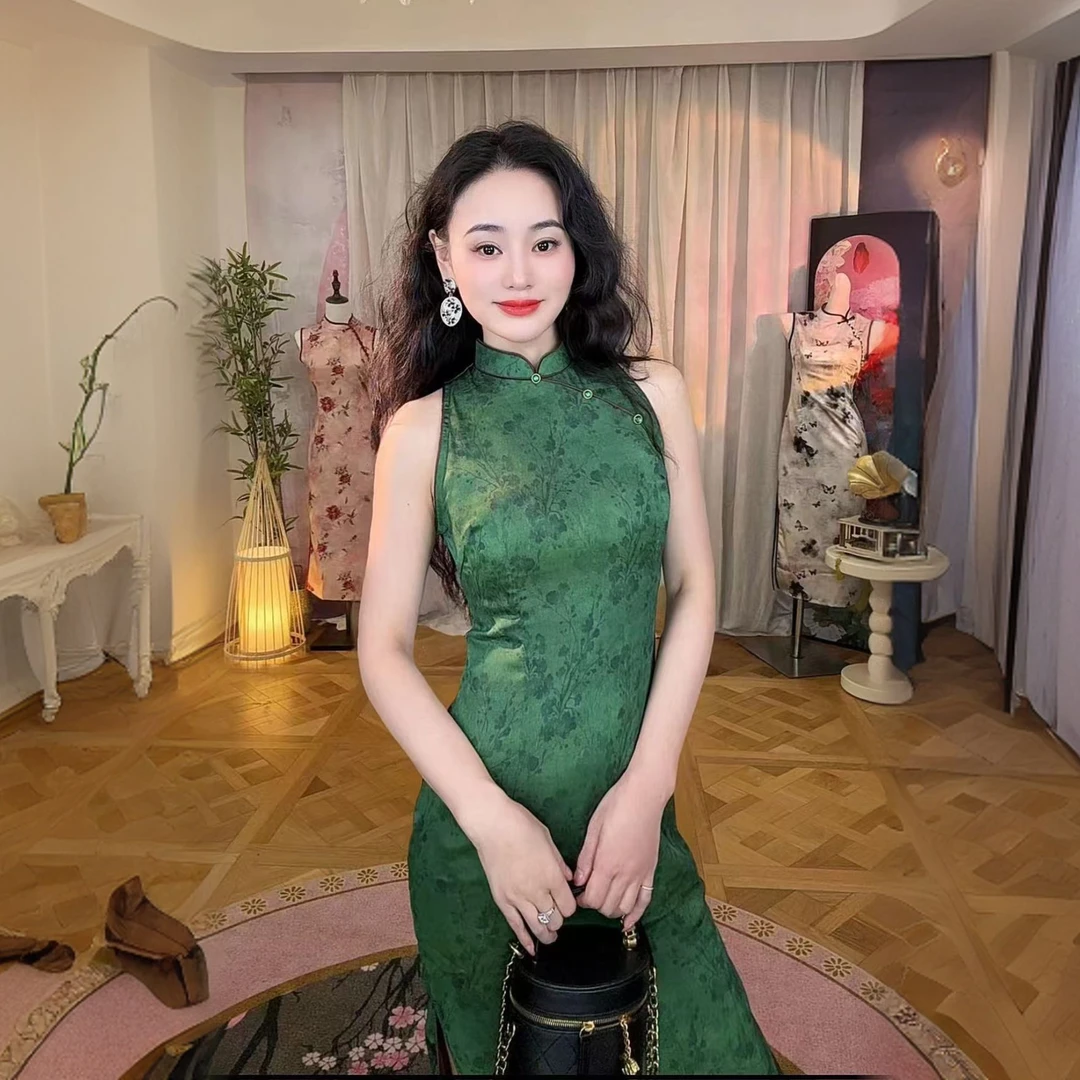 [碧荷听雨]新中式旗袍日常款复古优雅显瘦遮肚子小个子国风旗袍裙