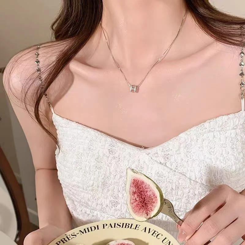 合金锆石项链 H项链女款2025新款爆款轻奢小众高级感夏季百搭