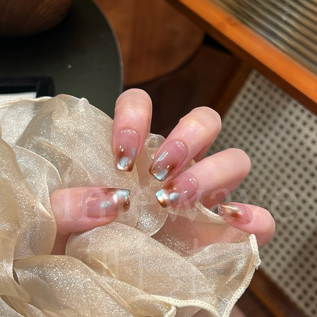 时柒【琥珀海】纯手工渐变温柔显白少女日常百搭穿戴甲美甲贴片