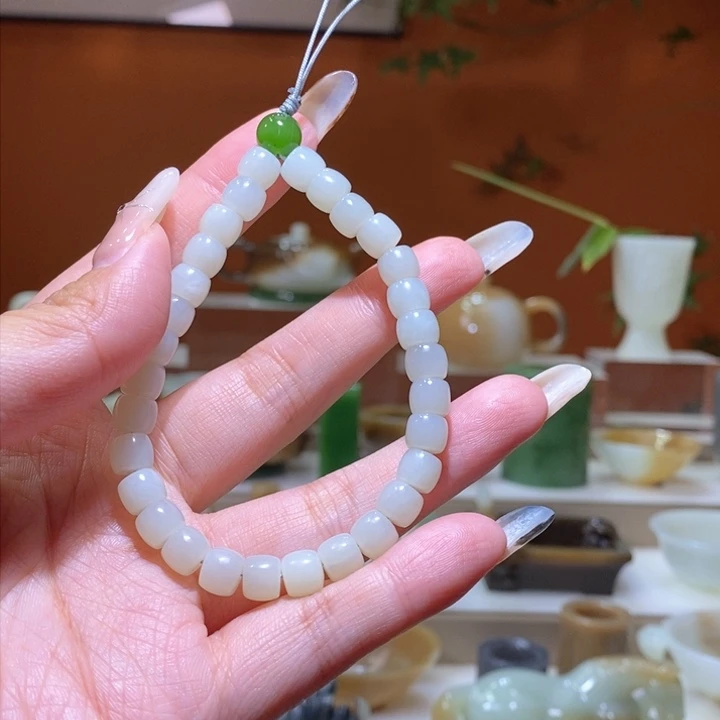 未镶嵌和田玉摆件微瑕福利且末白玉串