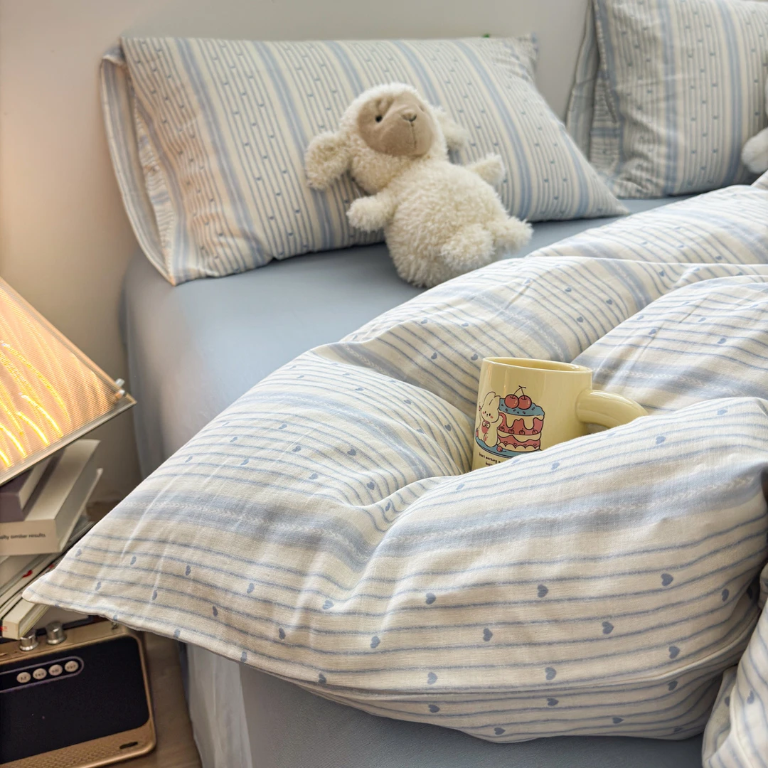 【朵罗塔】 A类爱心床上四件套纯棉100%全棉2025新款被套床单三件套