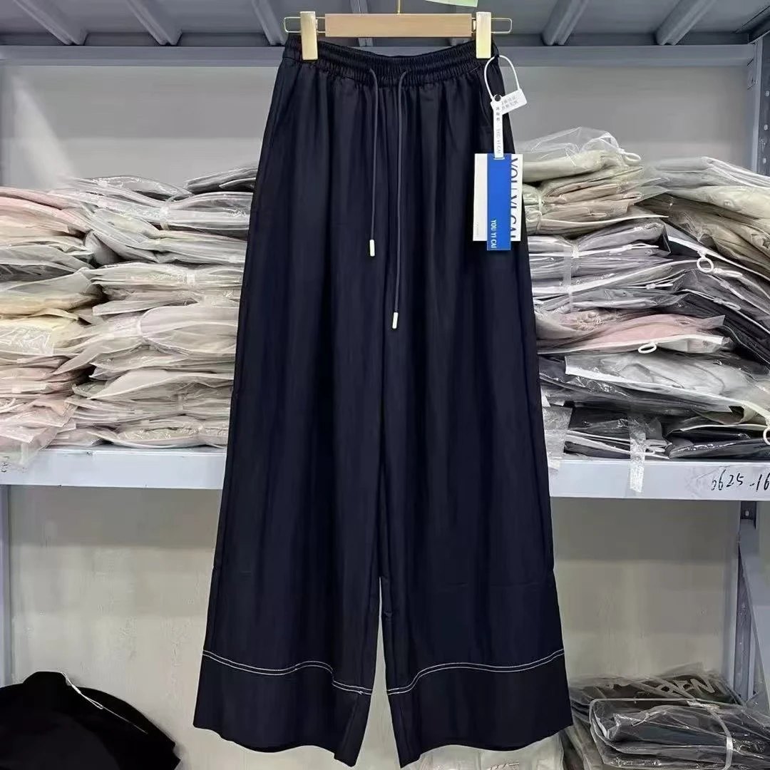 显瘦百搭女九分阔腿牛仔裤复古港风薄款高腰宽松直筒裤