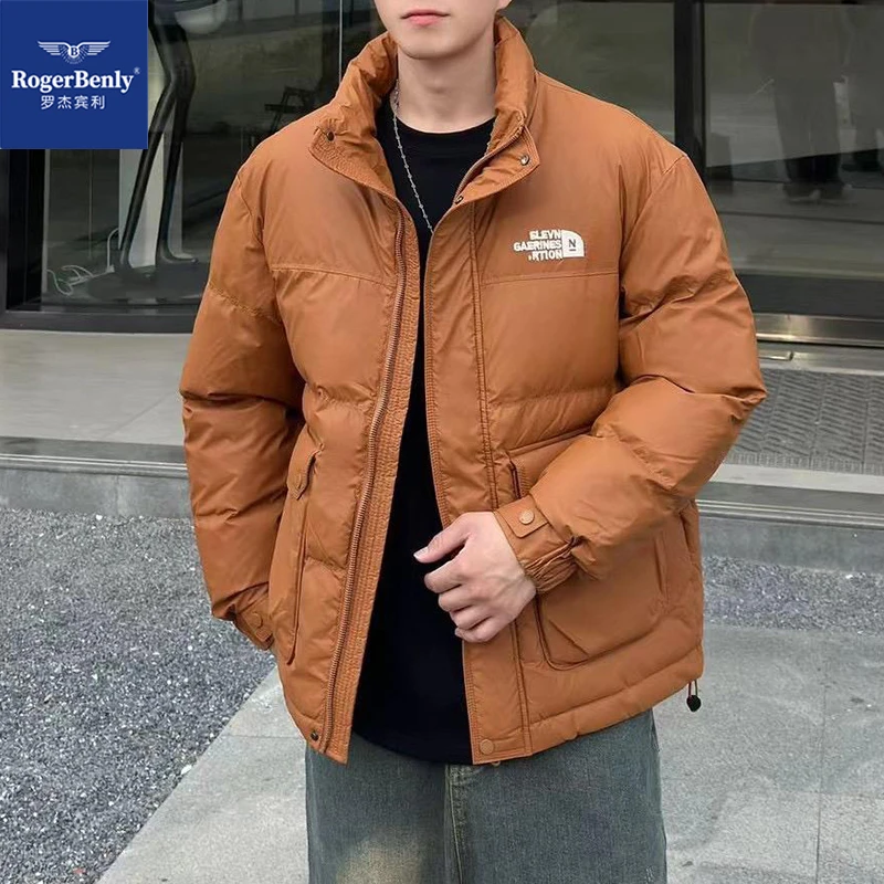 罗杰宾利短款防寒棉服潮牌立领加厚2024冬季新款男士外套866718