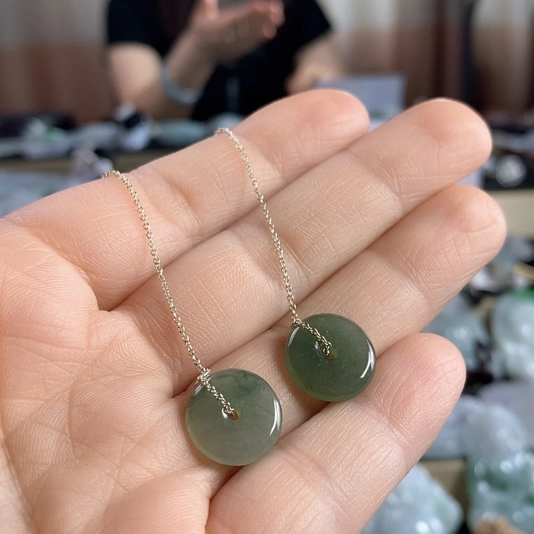 翡翠未镶嵌耳饰平安扣