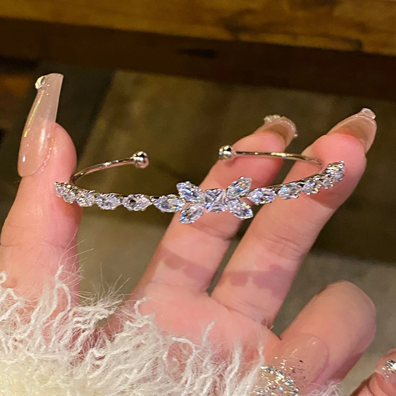 合金手镯 麦穗蝴蝶结手镯女高级感锆石手环开口手链轻奢小众精致