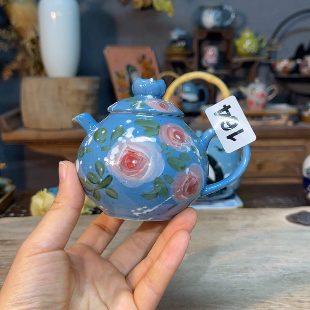 壶素浅陶瓷手工手绘