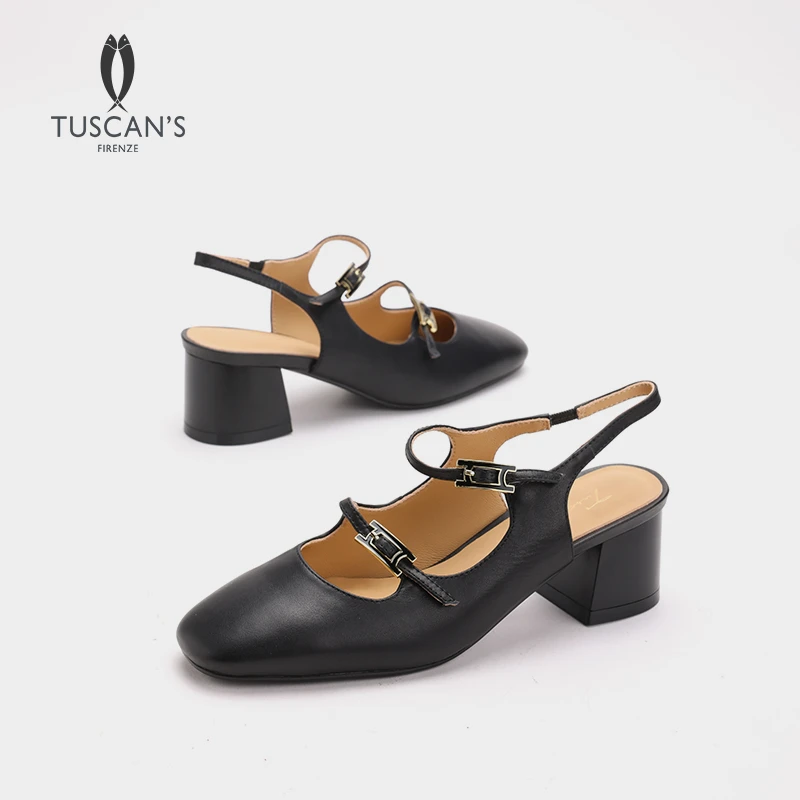 TUSCAN'S真皮气质夏季粗跟玛丽珍百搭单鞋时代集团