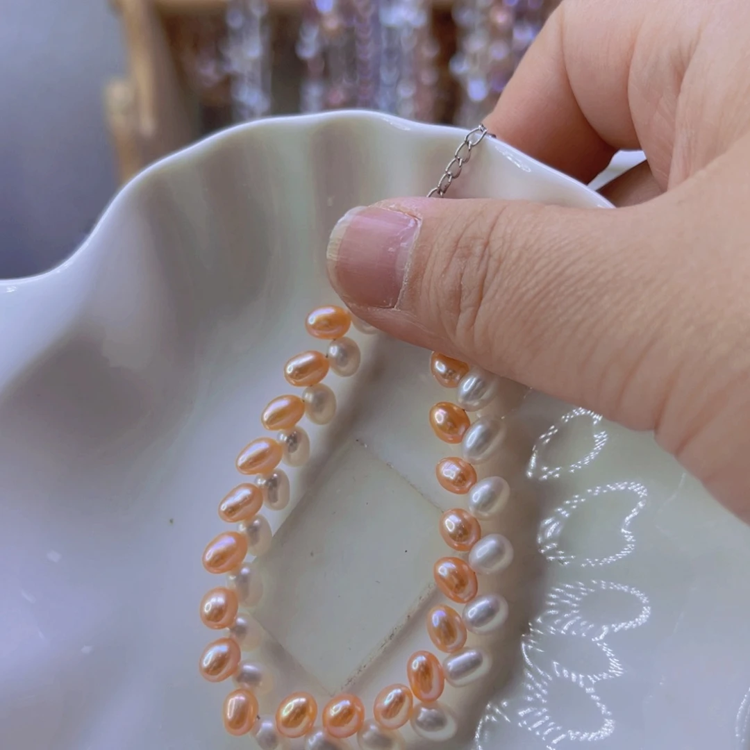 又****淡水珍珠手绳合金