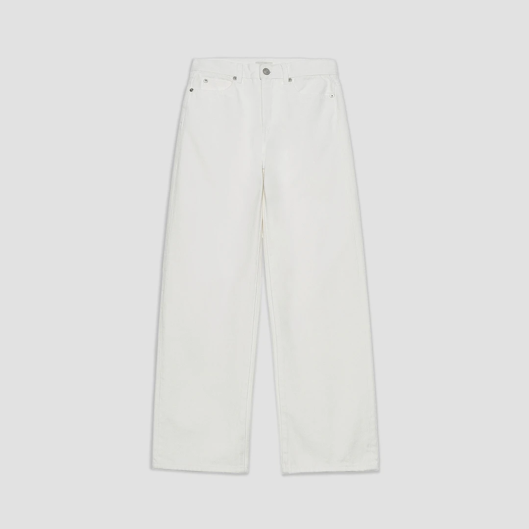 小禾【白牛】超舒服休闲百搭高腰直筒时尚宽松白色显瘦阔腿牛仔裤