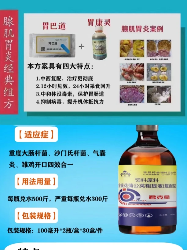 开口套餐【君克星+胃康灵+胃巴道】沙门氏 秆箘 防腺胃 防大小不一