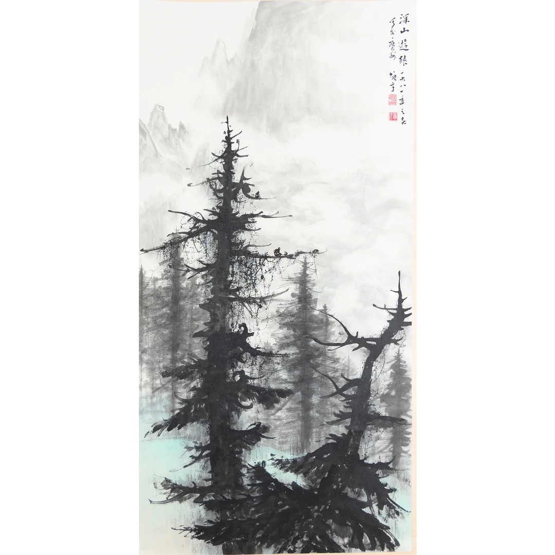 D22 16LXC深山游园图 纸本立轴136*68cm