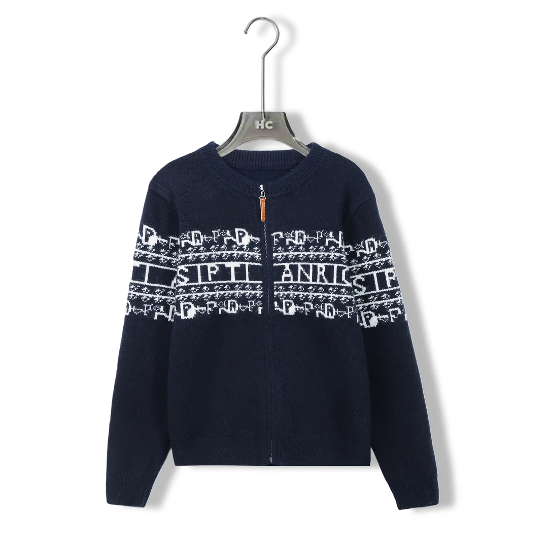 迪系秋冬氛围感双拉链‘浣熊羊毛100'秋冬气质加厚针织衫开衫6548