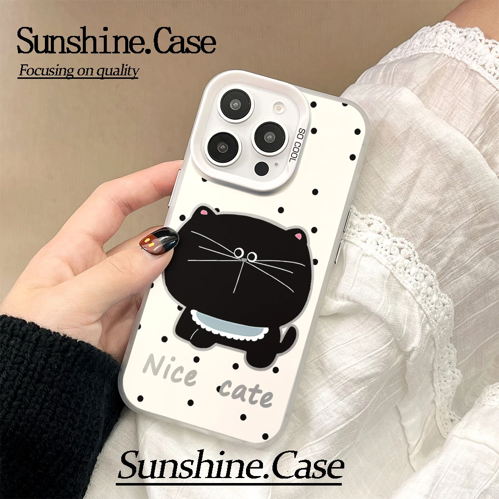 【彩银】大脸黑猫适用于苹果16promax华为vivo小米oppo防摔手机壳