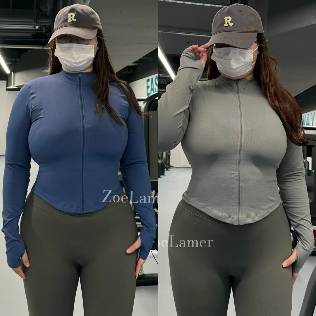 ZoeLamer收腰显瘦紧身速干四季款运动健身拉链长袖