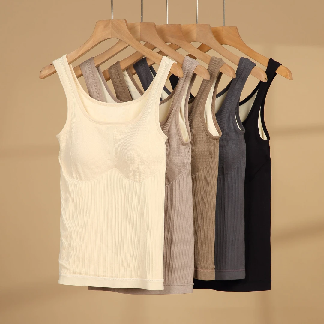 【加绒加厚】冬季带胸垫女生保暖背心内衣塑身无钢圈加绒加厚8165