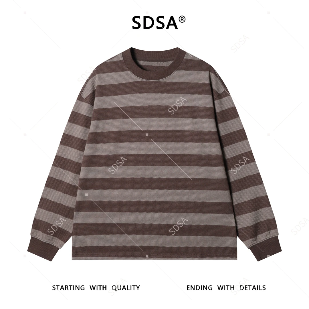 SDSA男士秋冬新款痞帅男装韩版撞色条纹针织圆领卫衣舒适百搭上衣
